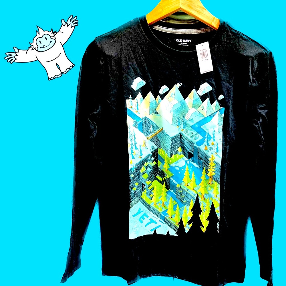 Old Navy Yeti Long Sleeve Tee 🖤 🩵